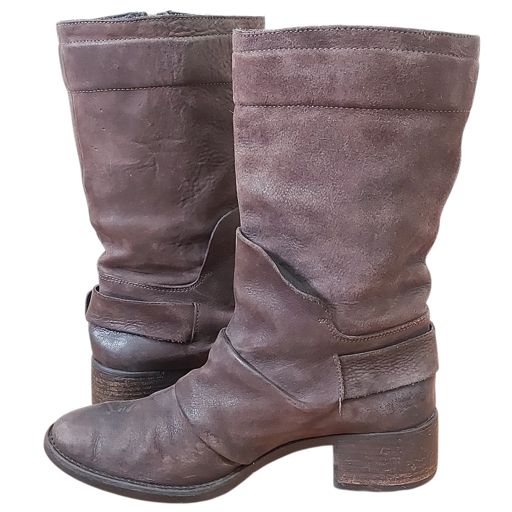 Vera Wang Lavender Women Buckle Motocycle Harness Boots Size 8 M Brown Mid-calf - Picture 4 of 16